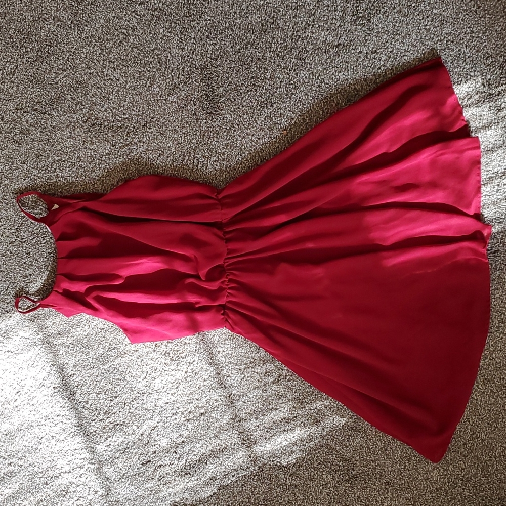 Red halter top short dress. Size small